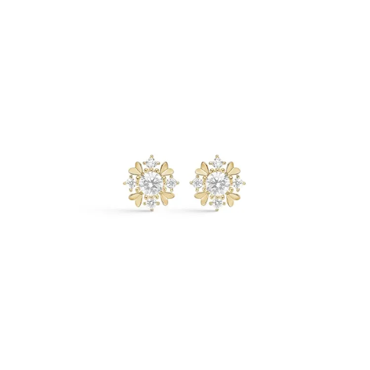 Støvring Design blomst øreringe i 8 karat guld hvid zirkon
