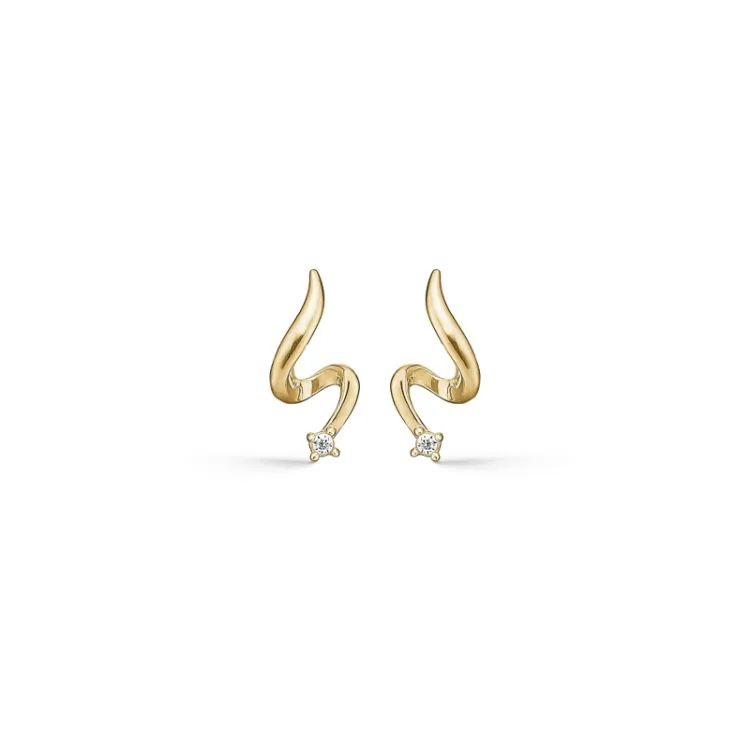 Støvring Design slange øreringe i 8 karat guld hvid zirkon