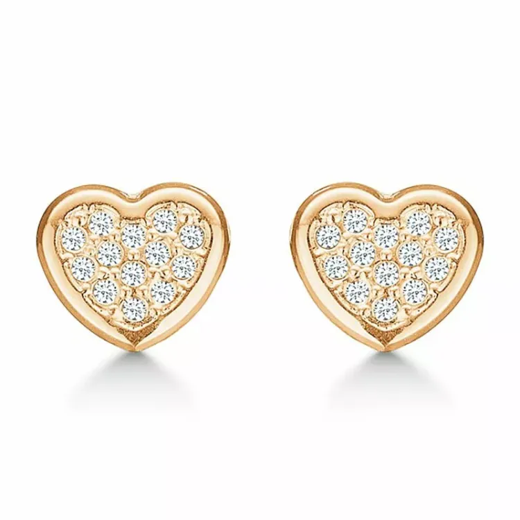 Støvring Design hjerte øreringe i 8 karat guld hvid zirkon