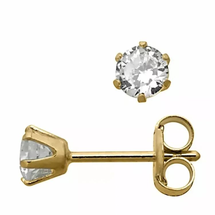 3 mm støvring design øreringe i 8 karat guld hvid zirkon