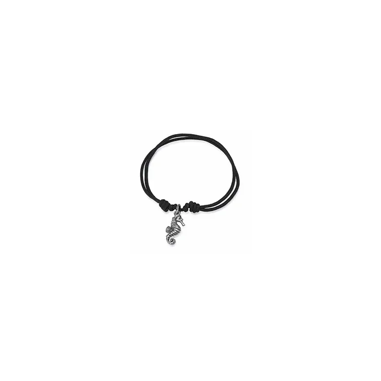 Aagaard søhest armbånd i nylon med sort rhodineret sølv