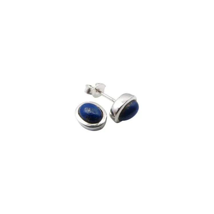 ovale lapis lazuli ørestikker i sølv