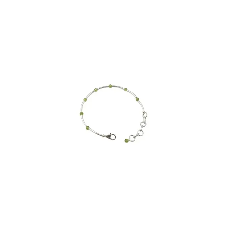 Rundt grøn peridot armbånd i sølv