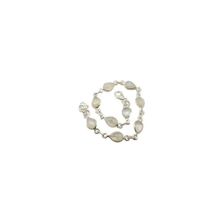 Dråbe hvid månesten armbånd i sølv