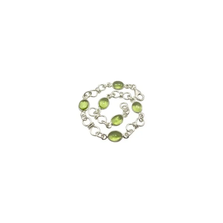 grøn peridot armbånd i sølv