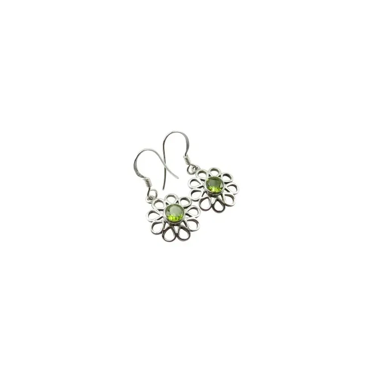 Blomster peridot øreringe i sølv