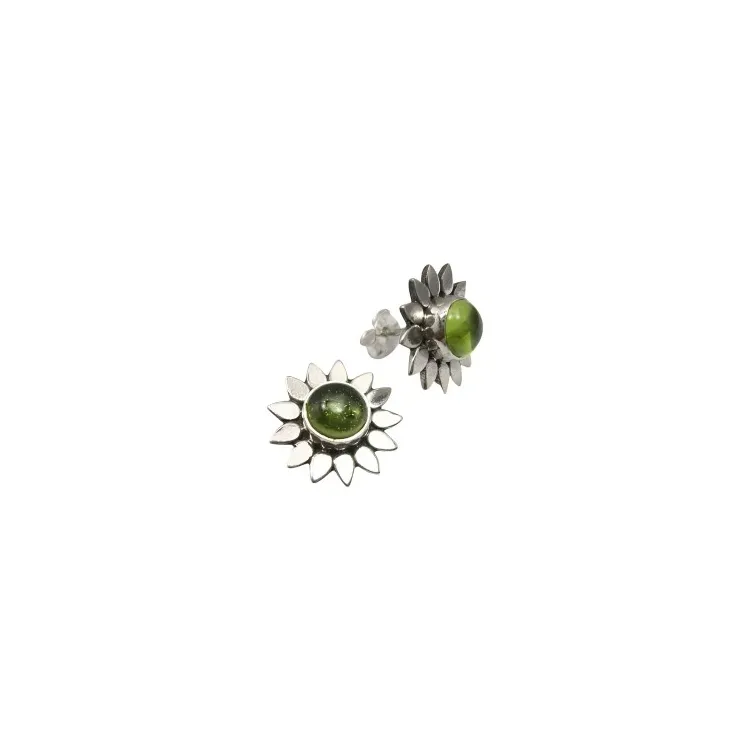 Blomster peridot ørestikker i sølv