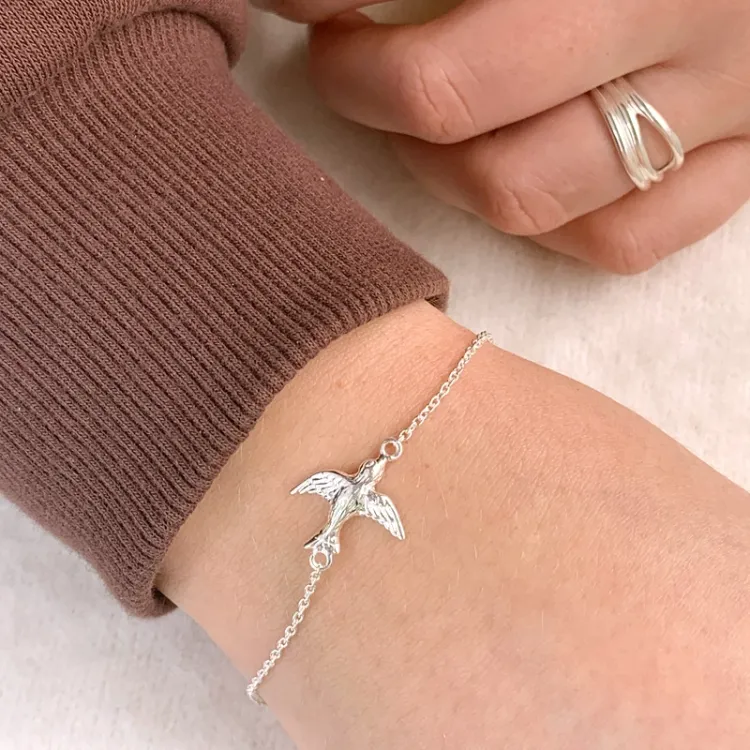 fugl armbånd i sølv med vedhæng i sølv