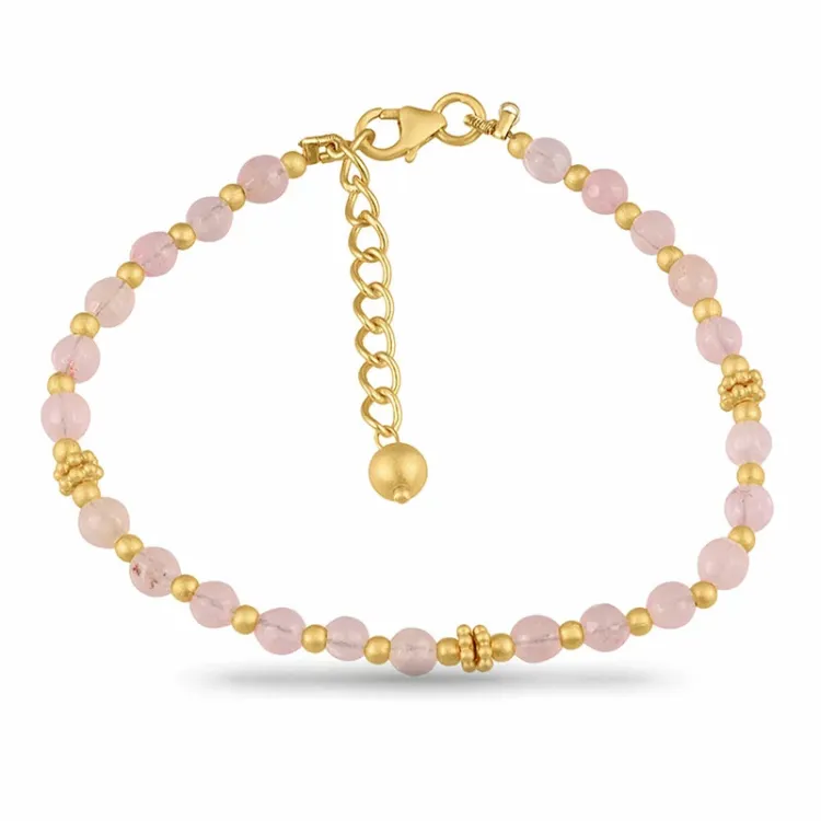 rosa calcedon armbånd i forgyldt sølv 14 cm 7 cm x 5,12 mm