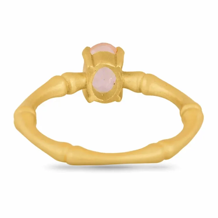 mat kvarts ring i forgyldt sølv - Loom Stones