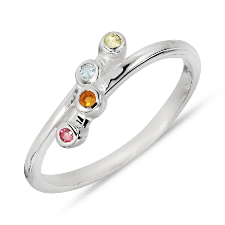 multifarvet ring i sølv - Bubbly Twist