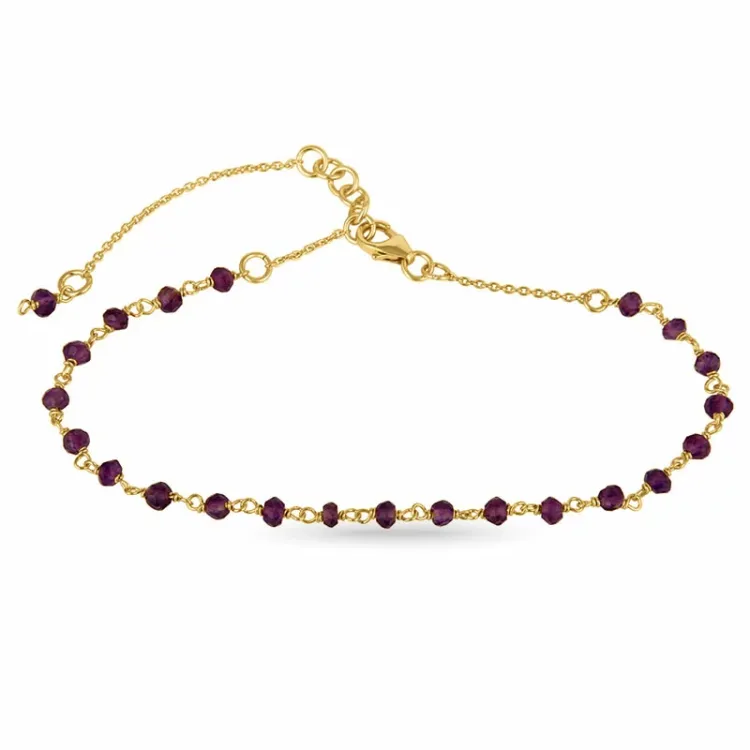 ametyst armbånd i forgyldt sølv - Loom Stones