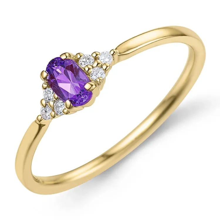 ametyst diamantring i 9 karat guld 0,25 ct 0,06 ct - Simple Diamonds