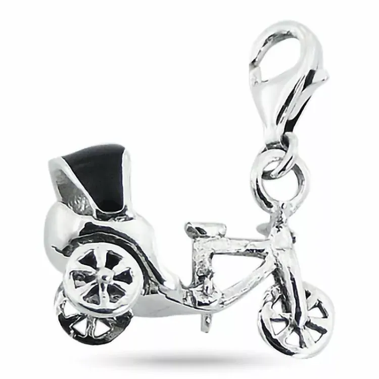Elegant cykel charm i sølv