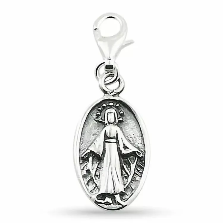 Oval Jesus charm i sølv 