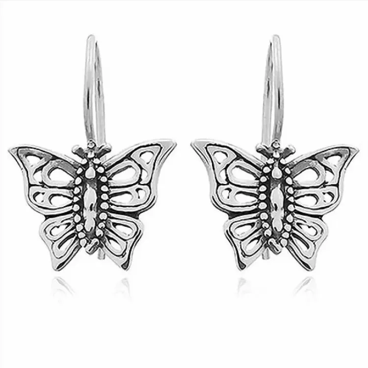 Lange butterfly øreringe i sølv