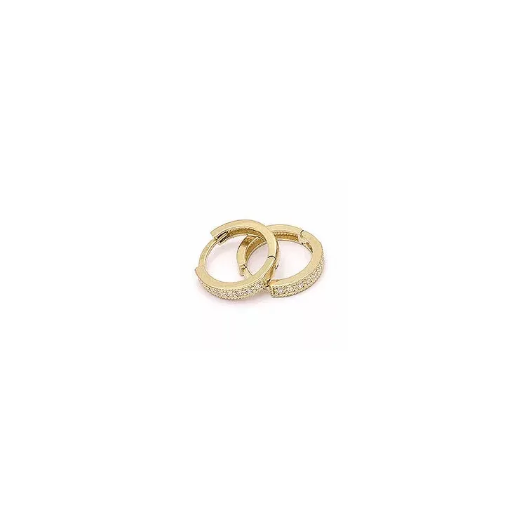 15 mm runde guld creoler i 14 karat guld med zirkon