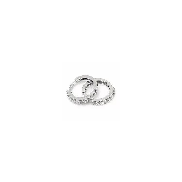 13 mm zirkon creoler i 14 karat hvidguld med zirkoner