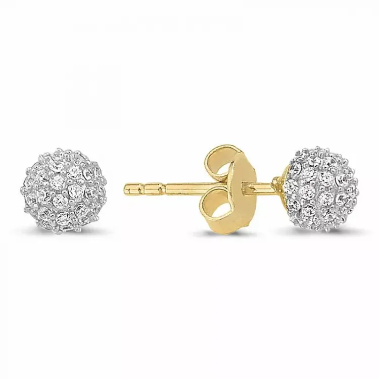 6 mm runde ørestikker i 8 karat guld med zirkon