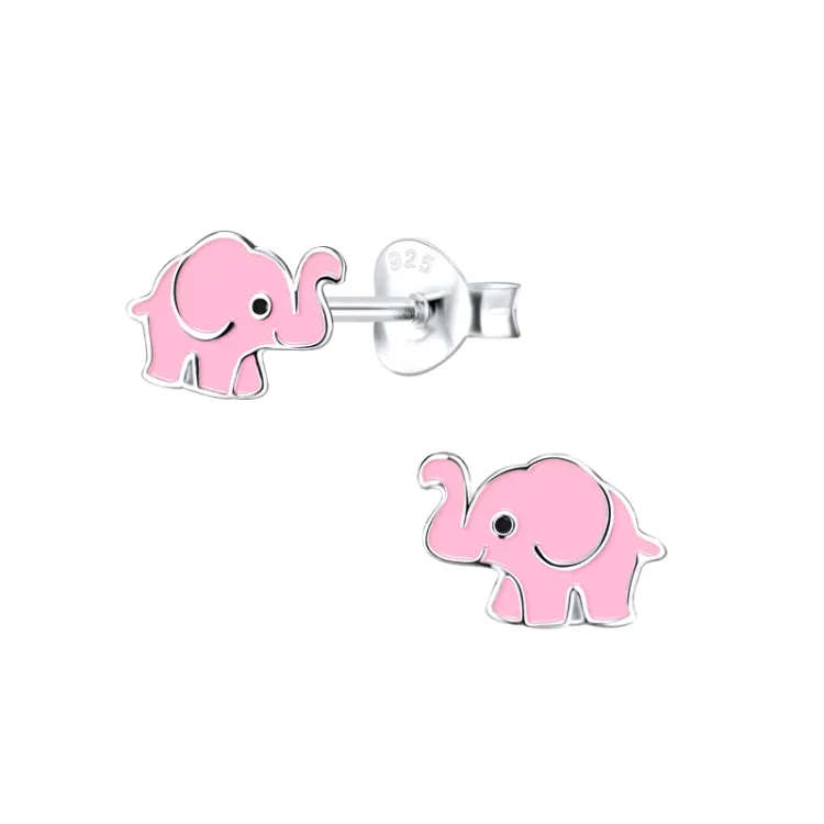 elefant emalje børneøreringe i sølv - Little Ones