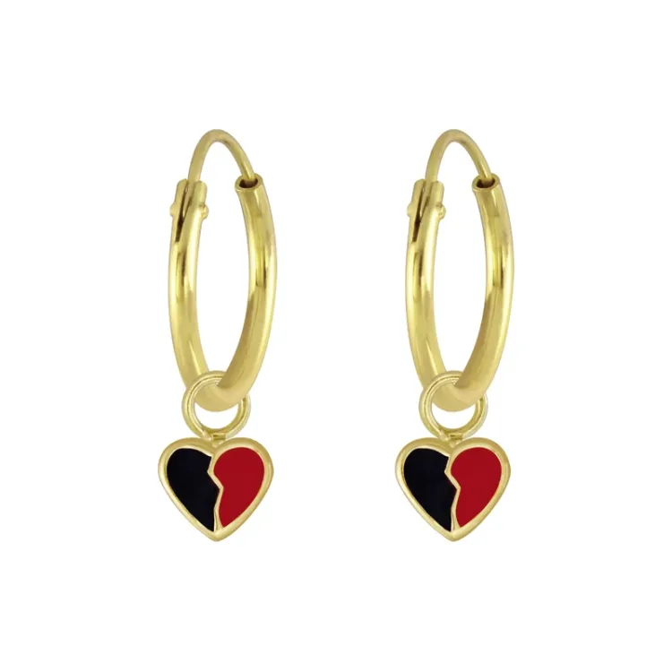 12 mm hjerter børneøreringe i forgyldt sølv