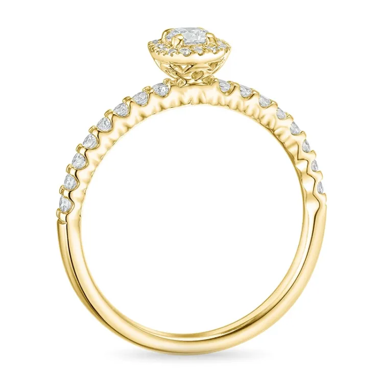 firkantet zirkon guldring i 9 karat guld