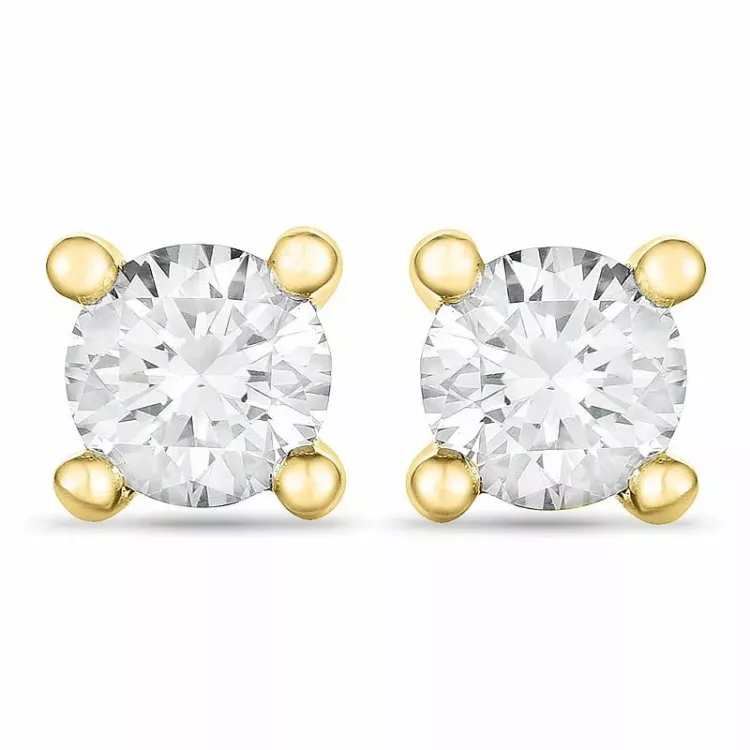 2 x 0,15 ct solitaireørestikker i 14 karat guld med diamant