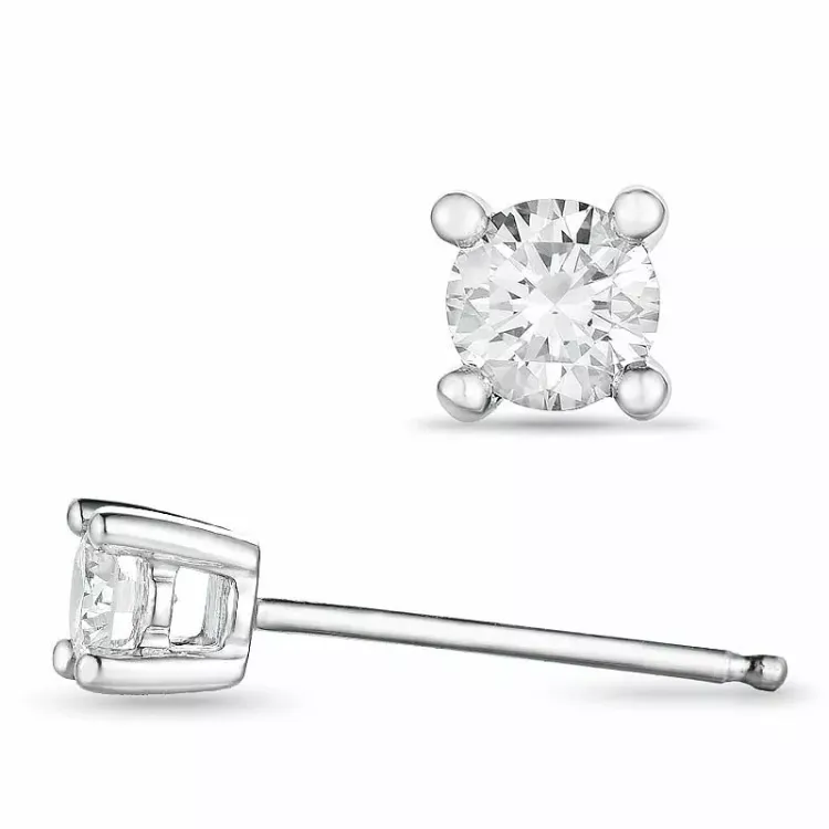 2 x 0,15 ct solitaireørestikker i 14 karat hvidguld med diamant