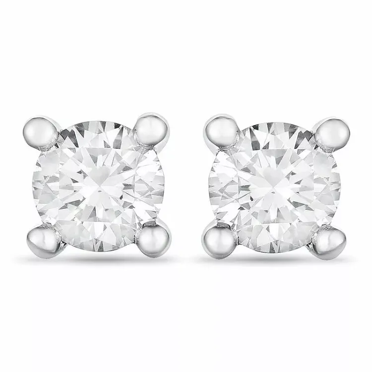 2 x 0,15 ct solitaireørestikker i 14 karat hvidguld med diamant