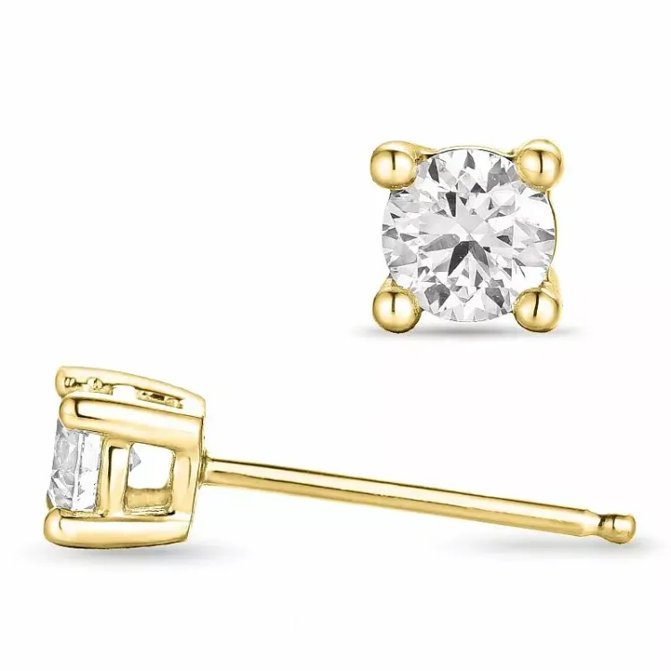 2 x 0,20 ct solitaireørestikker i 14 karat guld med diamant