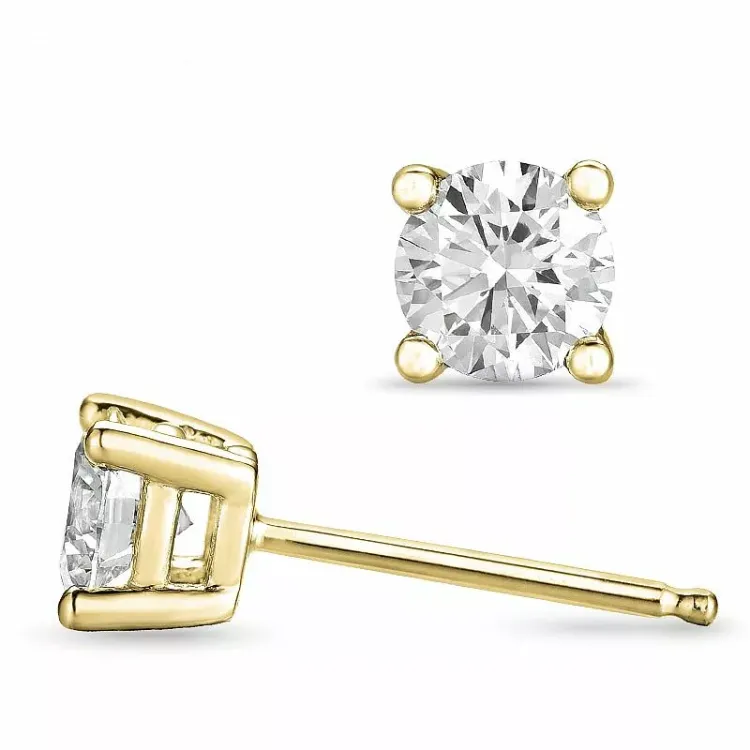 2 x 0,40 ct solitaireørestikker i 14 karat guld med diamant