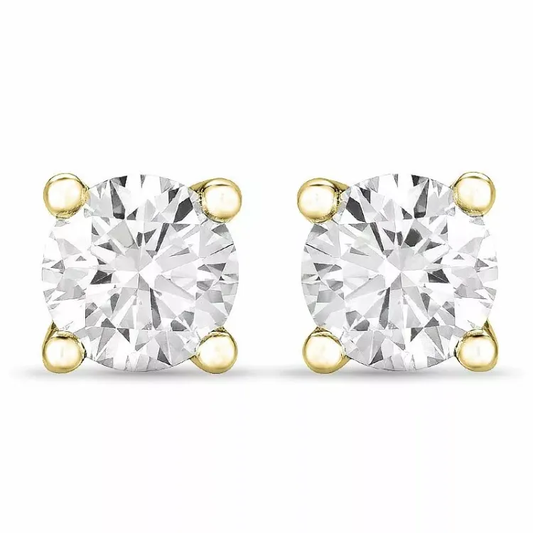 2 x 0,40 ct solitaireørestikker i 14 karat guld med diamant