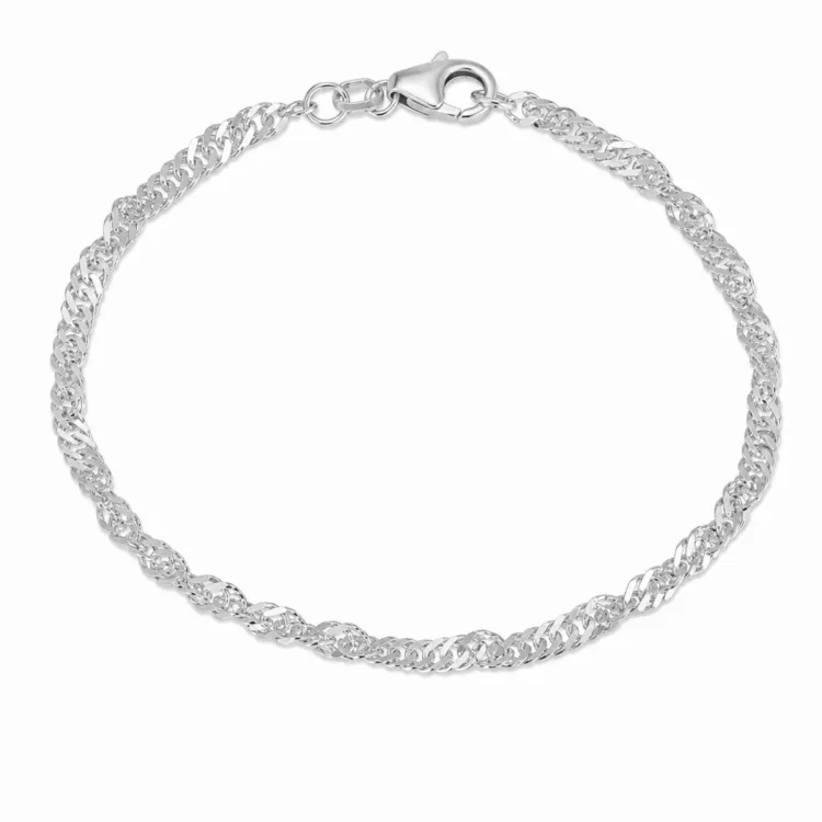BNH singaporearmbånd i sølv 18,5 cm x 2,9 mm