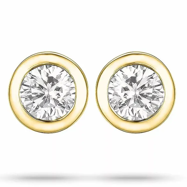 diamant solitaireørestikker i 14 karat guld med diamant 