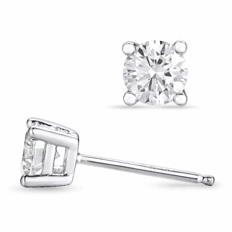 2 x 0,40 ct lab grown diamant hvidguld solitaireørestikker i 14 karat hvidguld med lab grown diamant 