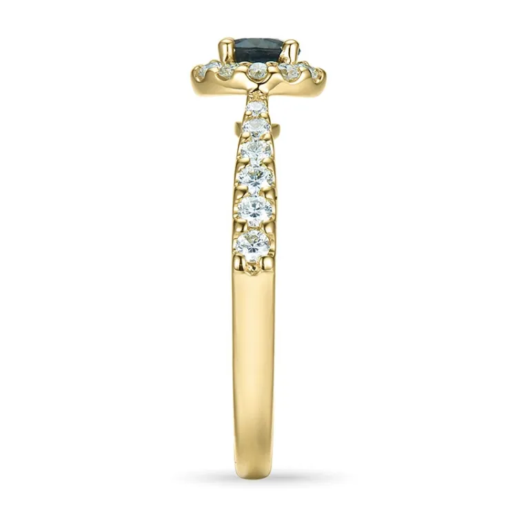 rund safir rosetring i 14 karat guld 0,31 ct 0,45 ct