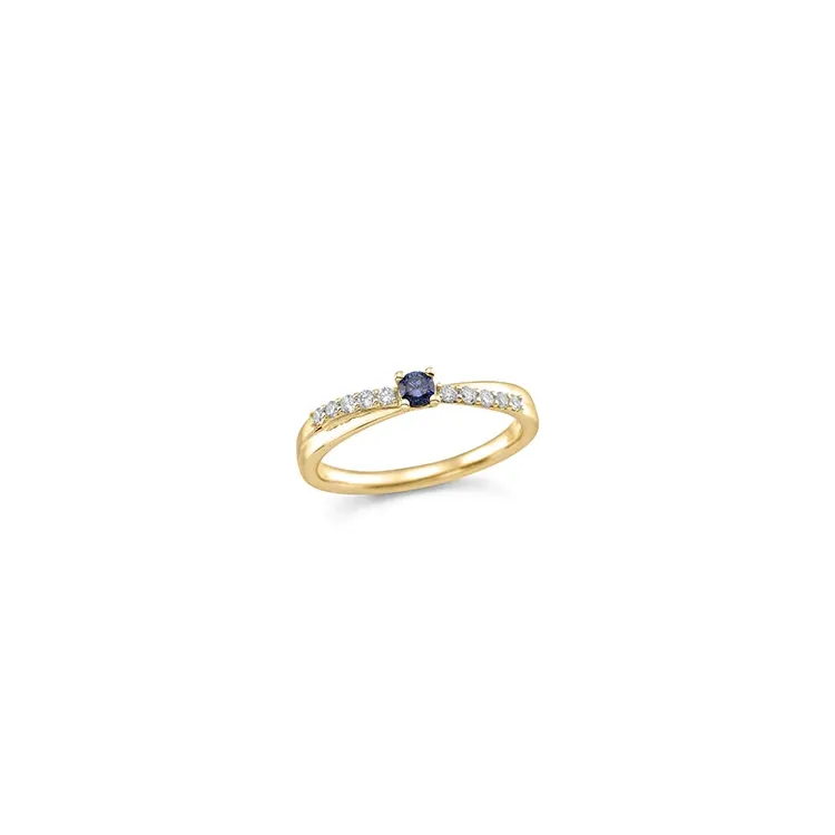 Kollektionsprøve blå safir ring i 14 karat guld 0,15 ct