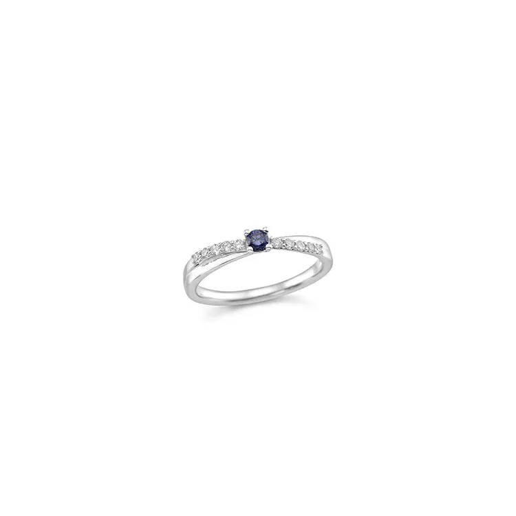 blå safir ring i 14 karat hvidguld 0,15 ct