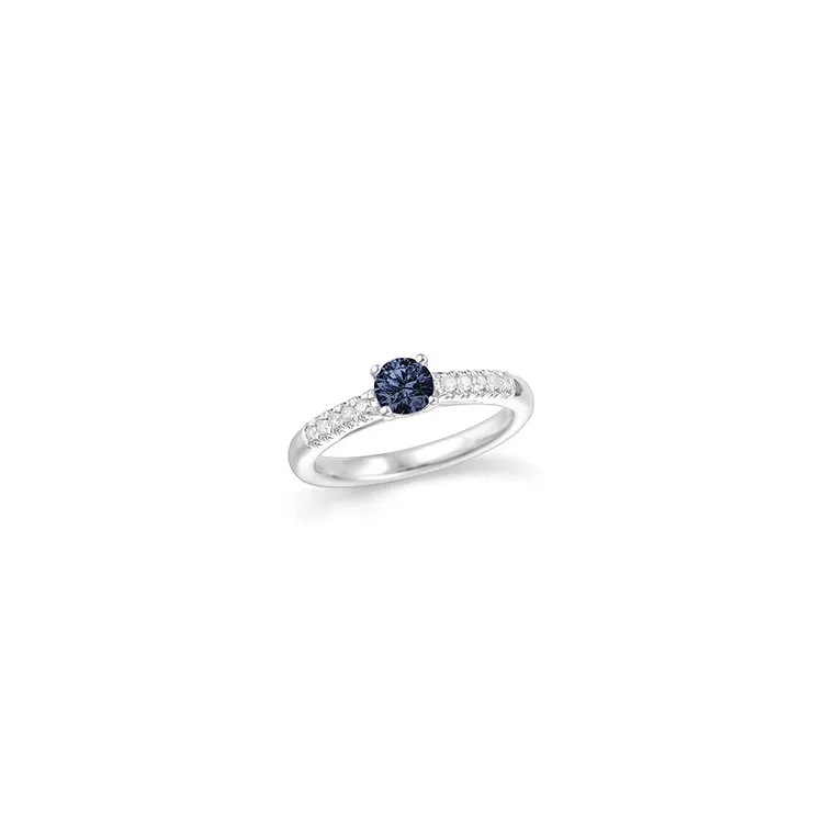 safir diamantring i 14 karat hvidguld 0,10 ct