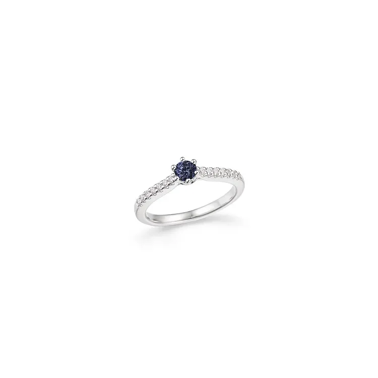 blå safir ring i 14 karat hvidguld 0,14 ct