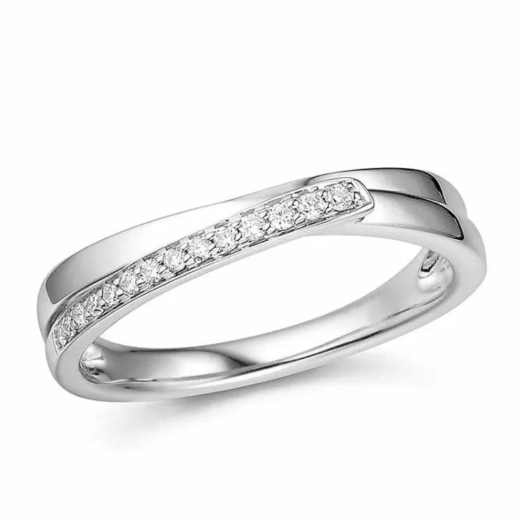 abstrakt diamant hvidguldsring i 14 karat hvidguld 0,08 ct