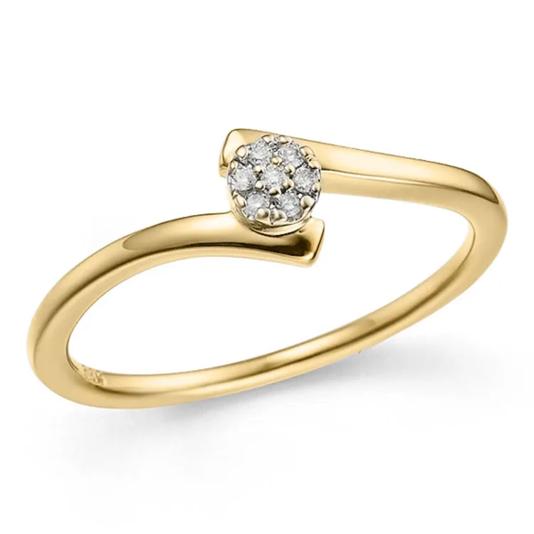 smal abstrakt diamantring i 14 karat guld 0,03 ct