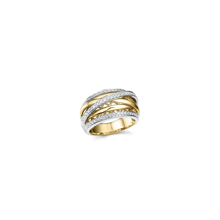 bred diamantring i 14 karat guld.- og hvidguld 0,35 ct