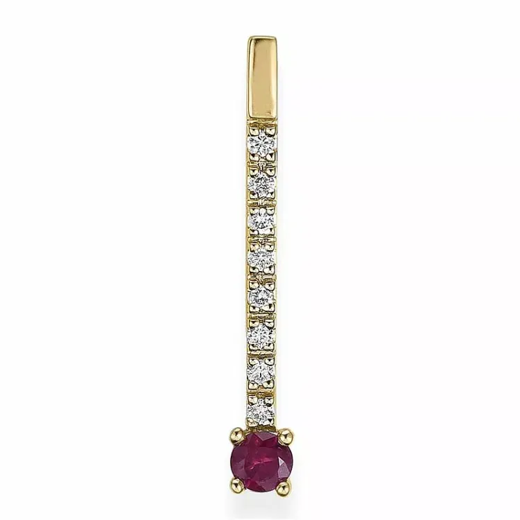 rubin diamantvedhæng i 14 karat guld 0,07 ct 0,14 ct