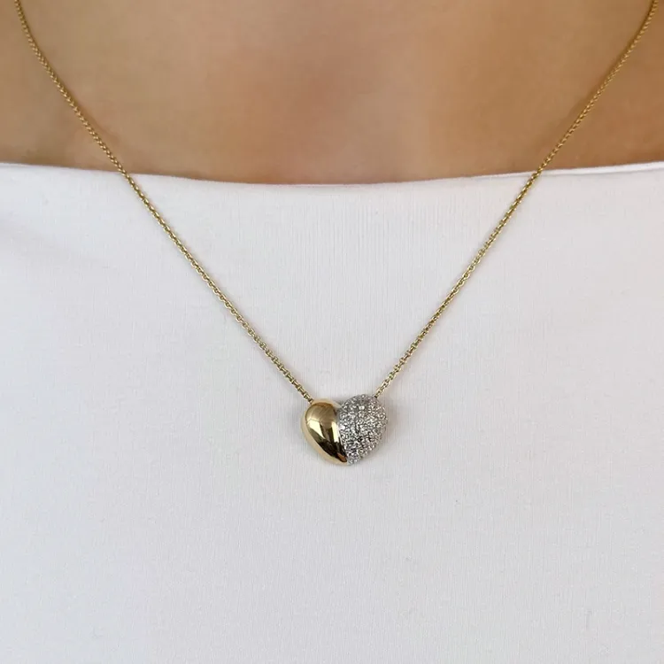 hjerte diamantvedhæng i 14 karat guld.- og hvidguld 0,32 ct