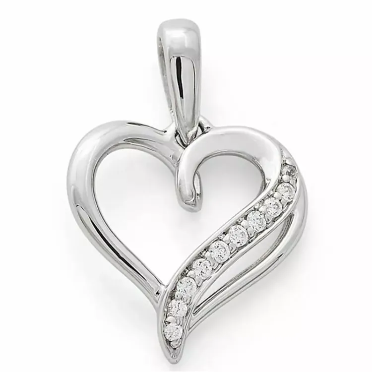 hjerte diamantvedhæng i 14 karat hvidguld 0,06 ct