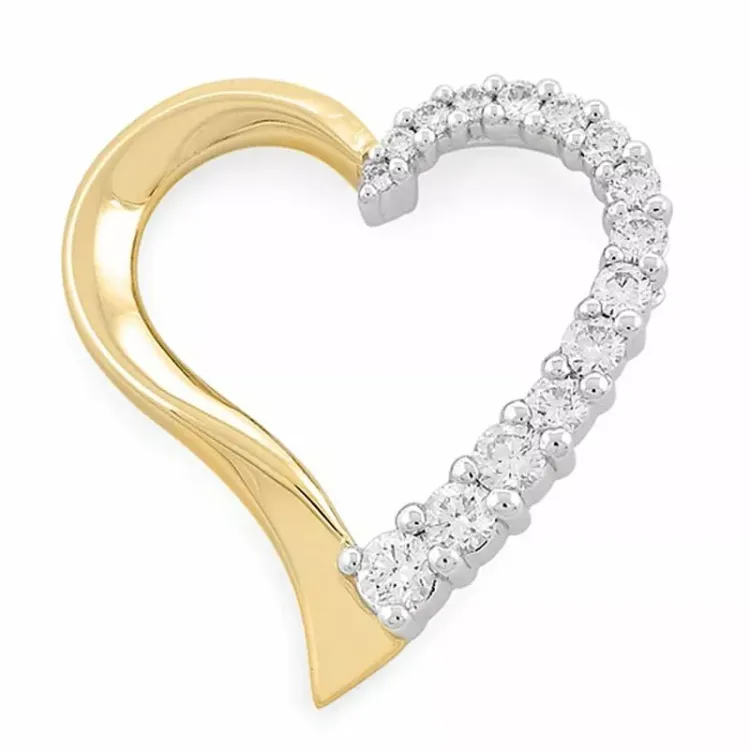 stort hjerte diamantvedhæng i 14 karat guld.- og hvidguld 0,37 ct