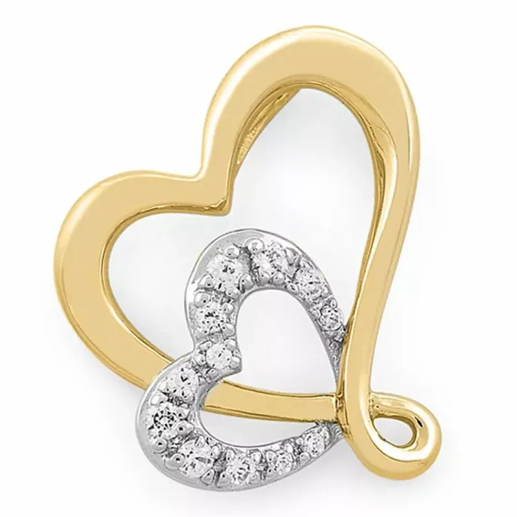 hjerte diamantvedhæng i 14 karat guld.- og hvidguld 0,08 ct