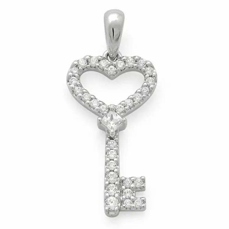 nøgle diamantvedhæng i 14 karat hvidguld 0,21 ct