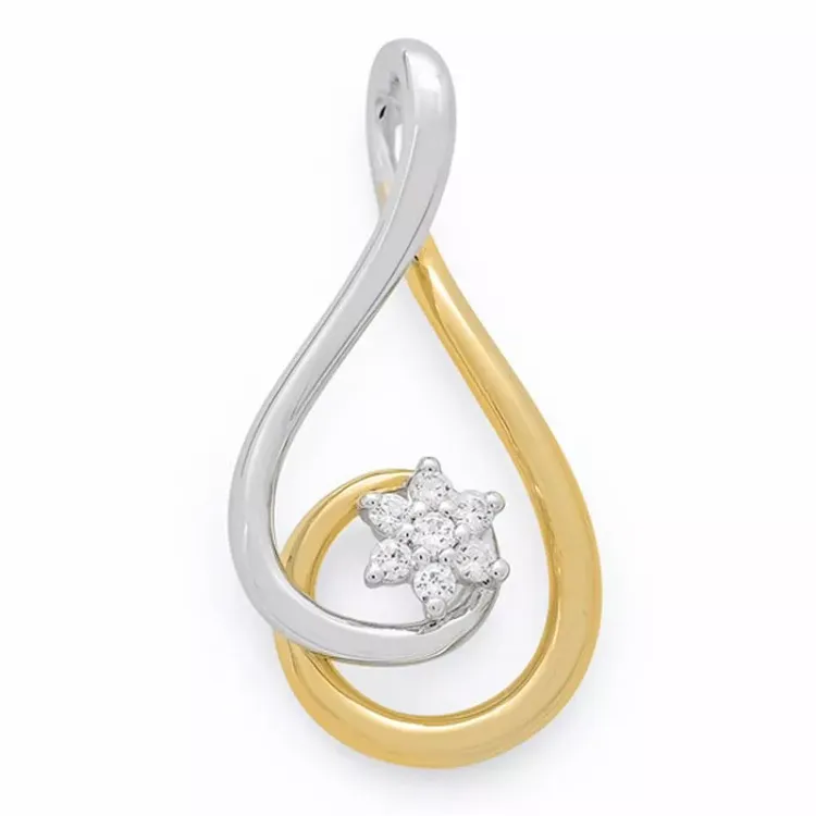 Stort abstrakt diamantvedhæng i 14 karat guld.- og hvidguld 0,10 ct